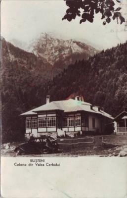 R2971 Busteni Cabana Valea cerbului Automobil epoca 1960 foto