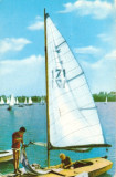 R2325 Bucuresti Herastrau Barca cu panze circulat 1961 RPR