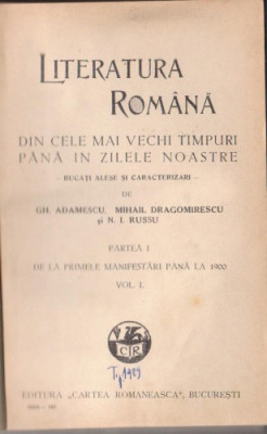 Literatura romana pana la 1900 (2 volume,editie 1929) foto