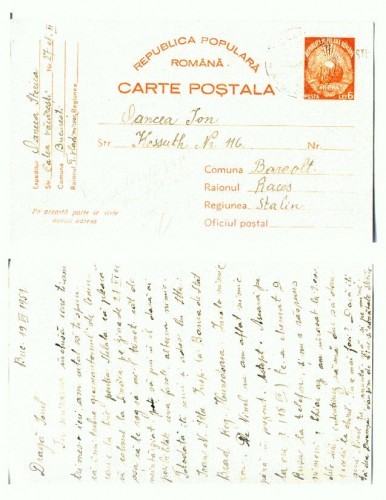 CP157-74 Bucuresti -Baraolt, rai.Racos,reg.Stalin -circulata1951 CP157-74 Bucuresti -Baraolt, rai.Racos,reg.Stalin -circulata1951