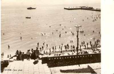 R3820 RPR Eforie, Plaja, circulat 1960, timbru dezlipit foto