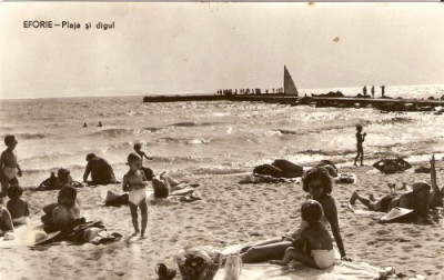 R3822 RPR Eforie, Plaja si digul, circulat 1960 foto