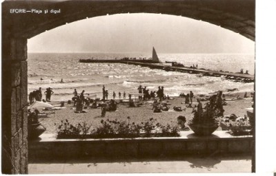 R3826 RPR Eforie, Plaja si digul, circulat 1960 foto