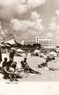 R3875 RPR Eforie, Pe plaja, circulat 1960 foto