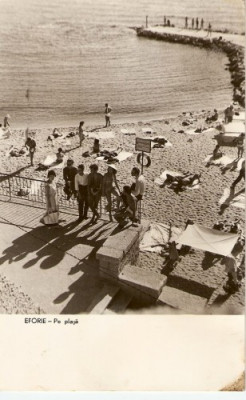 R3877 RPR Eforie, pe plaja, circulat 1960 foto