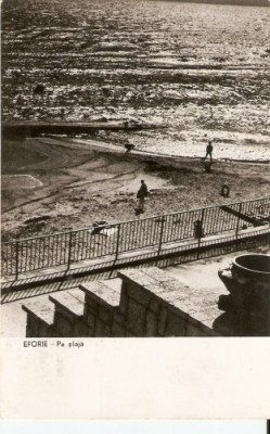 R3884 RPR Eforie, Pe plaja, circulat 1959 foto