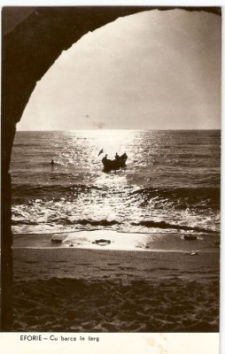 R3888 RPR Eforie, cu barca in larg, circulat 1960 foto