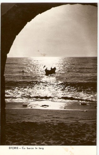R3888 RPR Eforie, cu barca in larg, circulat 1960