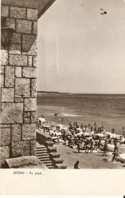 R3890 RPR Eforie, pe plaja, circulat 1961 foto