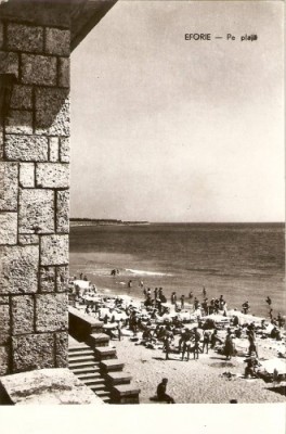 R3891 RPR Eforie, pe plaja, circulat 1959 foto