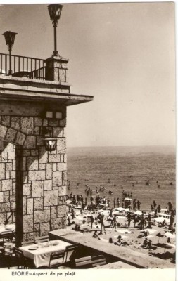 R3897 RPR Eforie, plaja, circulat 1962 foto