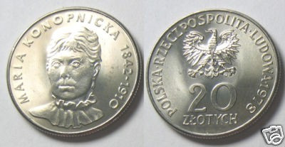 bnk mnd polonia 20 zloti 1978 vf Konopnicka