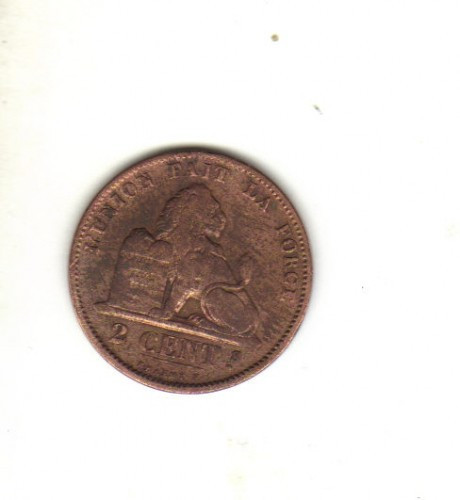 bnk mnd Belgia 2 centimes 1876