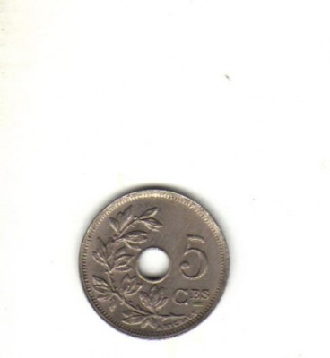 bnk mnd Belgia 5 centimes 1925 foto