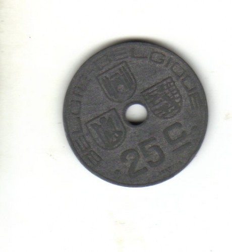 bnk mnd Belgia 25 centimes 1944