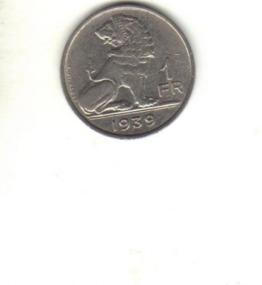bnk mnd Belgia 1 franc 1939 foto