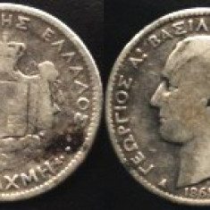Grecia 1 DRACHMA 1868 argint Rara