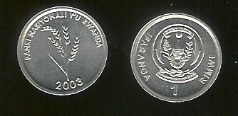 bnk mnd Rwanda 1 lfaranga 2003 unc