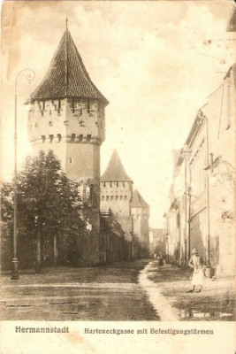 3949 Sibiu, Strada Harteneck,turnurile Cetatii, anterior 1918 foto