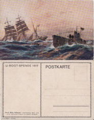 Carte postala-tema militara,nave razboi, submarin(vapoare) foto