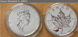 * Lingou argint - 2001 Maple Leaf - sarpe rosu - Canada - foarte rar, America de Nord