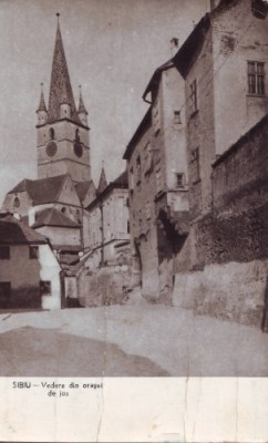R-5239 SIBIU Vedere din orasul de jos Circulata foto