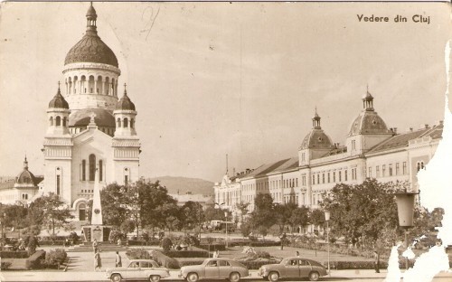 YR03477 cluj catedrala ortodoxa monumentul ostasului sovietic masini de epoca
