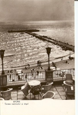 R3915 RPR Eforie, terasa cazinoului si digul, circulat 1960 foto