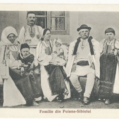 1925 ROMANIA Ilustrata port popular familie din Poiana Sibiului judetul Sibiu