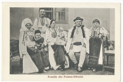1925 ROMANIA Ilustrata port popular familie din Poiana Sibiului judetul Sibiu foto