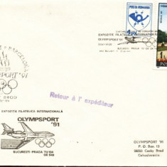 AA Aerofilatelie zbor omagial Bucuresti-Brod TU-134 1991