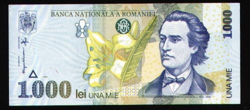 Eminescu, bacnota 1000 lei, 1998 Eminescu, bacnota 1000 lei, 1998