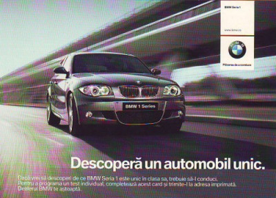 S1077 Carte Postala Reclama BMW seria 1 necirculat foto