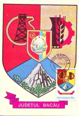 M285 ILUSTRATA Stema judetului Bacau CIRCULAT 1978 foto