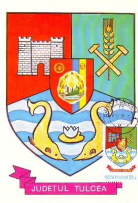 M318 ILUSTRATA MAXIMA Stema judetului Tulcea CIRCULAT 1978 foto