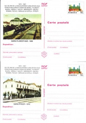 Gari Ploiesti si Pitesti, set carti postale, necirculate 1997, foto