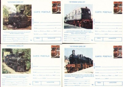 Set 4 carti postale necirculate, locomotive foto