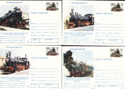 Set de 4 carti postale necirculate, locomotive foto