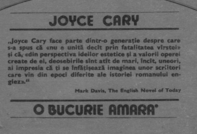 Joyce Cary - O bucurie amara foto