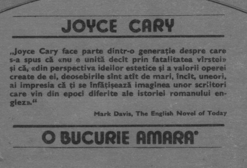 Joyce Cary - O bucurie amara