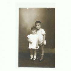 M FOTO 77 Doi copii -Fotoglob 1928 Braila -sepia -necirculata