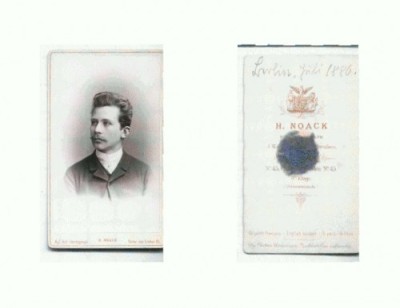 FOTO CABINET 36 Barbat tanar,1886-H.Noack,Unter den Linden foto