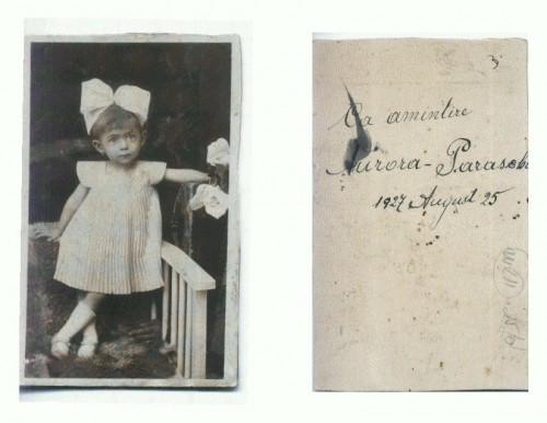 FOTO CABINET 63 Ca amintire Aurora Paraschi, 25August1927