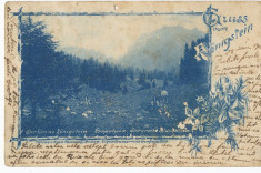 1901 ROMANIA Ardeal ilustrata litografie rara Muntii Piatra Craiului jud Brasov foto
