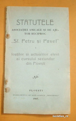 Statutele Sf. Petru si Pavel, Ploesti 1907 foto