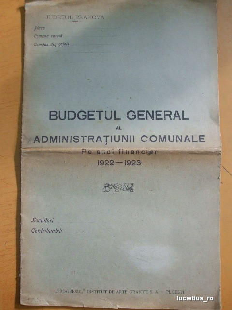 Budgetul General al Administratiunii, Ploesti 1923