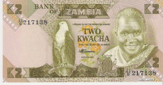 Bancnota 2 kwacha Zambia UNC necirculata foto