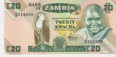 Bancnota 20 kwacha Zambia UNC necirculata foto