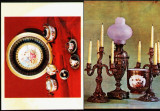 Lot 2 bucati ilustrate postale obiecte portelan pictat+serviciu cafea Viena MNI Cj