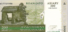 Bancnota 200 ariary (1000 francs) Madagascar 2004 UNC foto